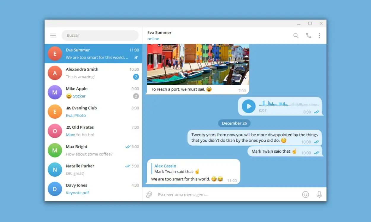 Blue and White theme for Telegram Desktop - Droid Local